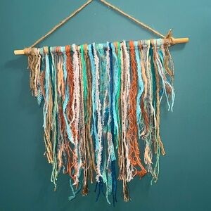 New, unique handmade boho wall hanging. 18 3/4 inches long, hangs 18 inches.